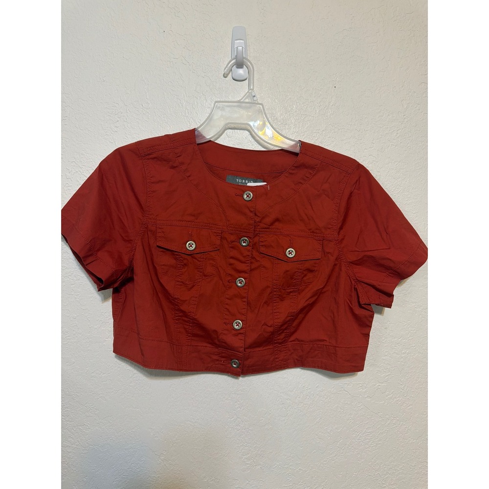 Torrid Jacket Poplin Collarless Bolero 1X 14-16 NWT NEW
